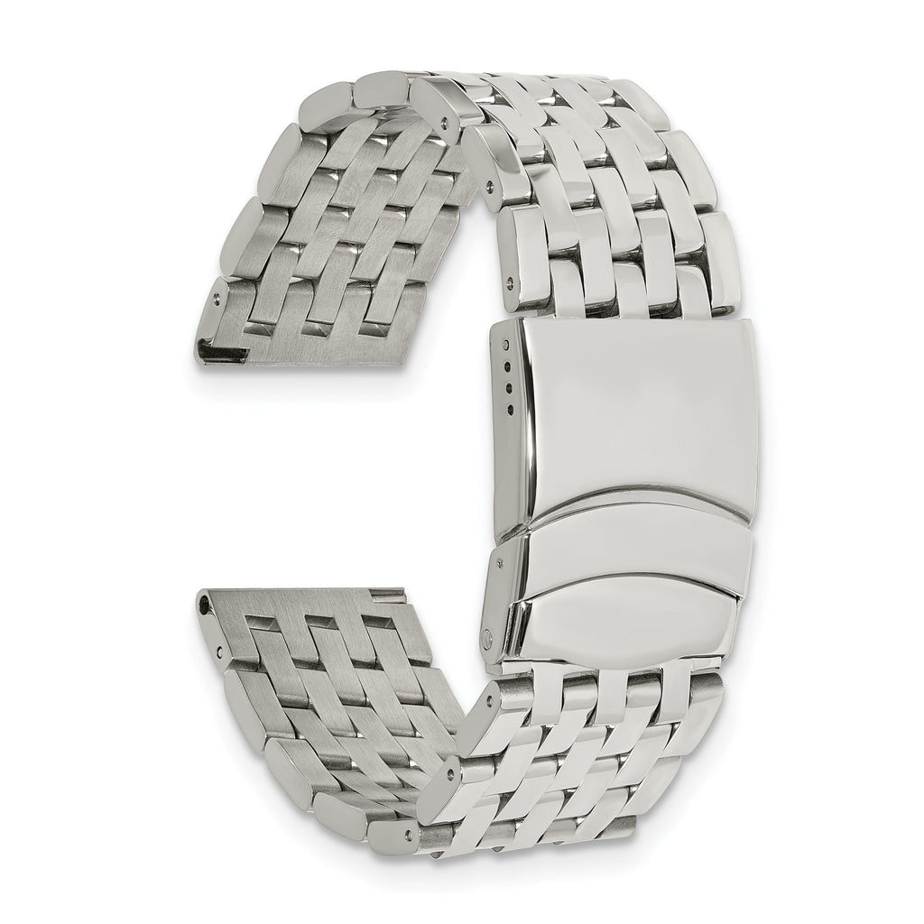 DeBeer 24mm Stainless Steel Breitling Navitimer Style Solid Link with Deployment Buckle 7.5 inch Watch Band