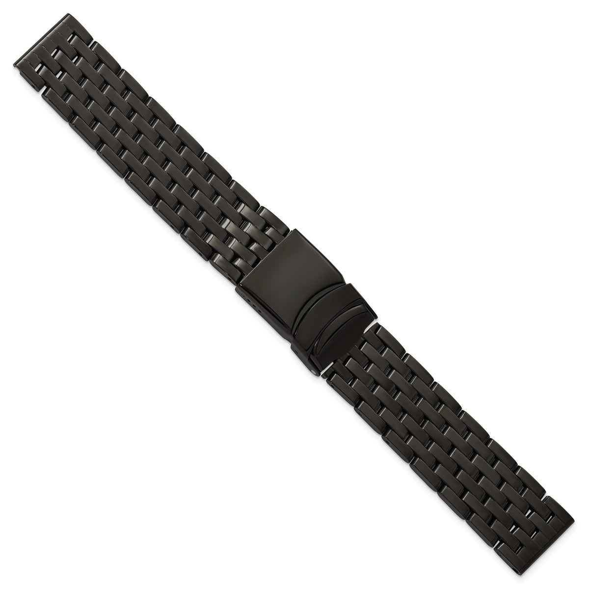 Navitimer-Style Solid-Link Watch Band in Black PVD Stainless Steel - Sophia Jewelers