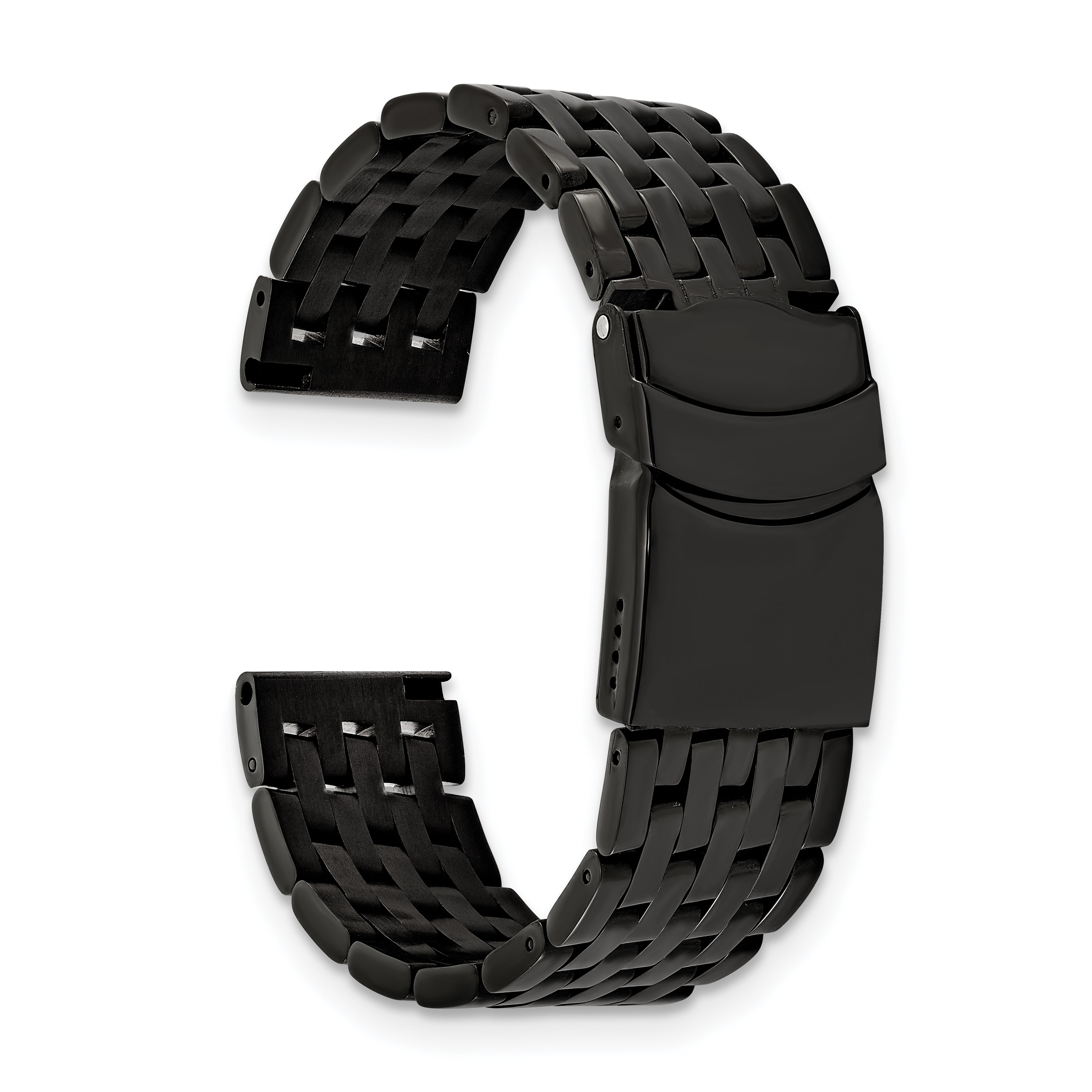 20mm Black PVD-plated Stainless Steel Breitling Navitimer Style Solid Link with Deployment Buckle 7.5 inch Watch Band