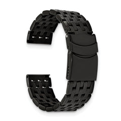 20mm Black PVD-plated Stainless Steel Breitling Navitimer Style Solid Link with Deployment Buckle 7.5 inch Watch Band
