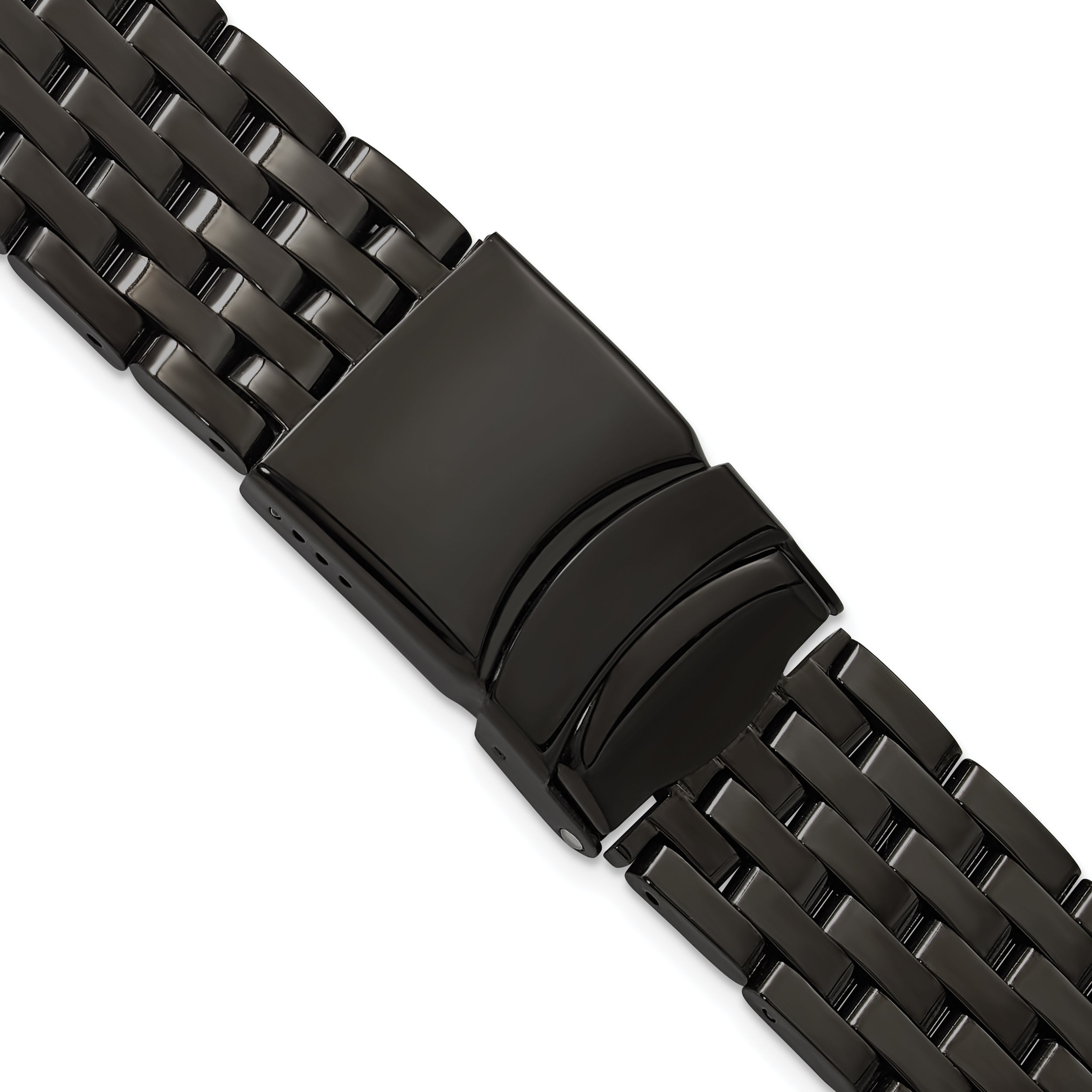 20mm Black PVD-plated Stainless Steel Breitling Navitimer Style Solid Link with Deployment Buckle 7.5 inch Watch Band