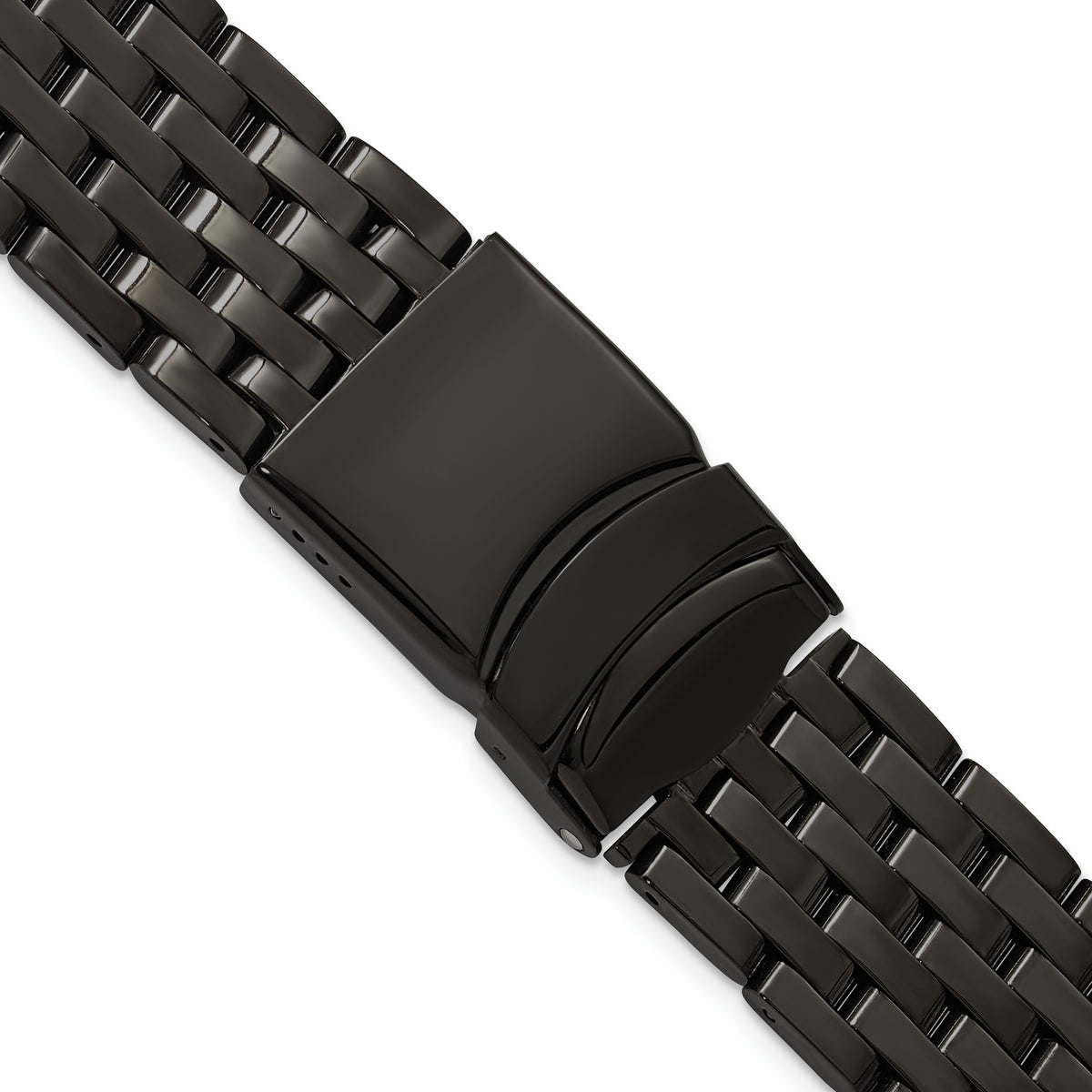 20mm Black PVD-plated Stainless Steel Breitling Navitimer Style Solid Link with Deployment Buckle 7.5 inch Watch Band