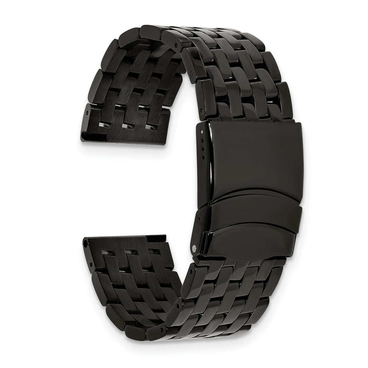 Navitimer-Style Solid-Link Watch Band in Black PVD Stainless Steel - Sophia Jewelers