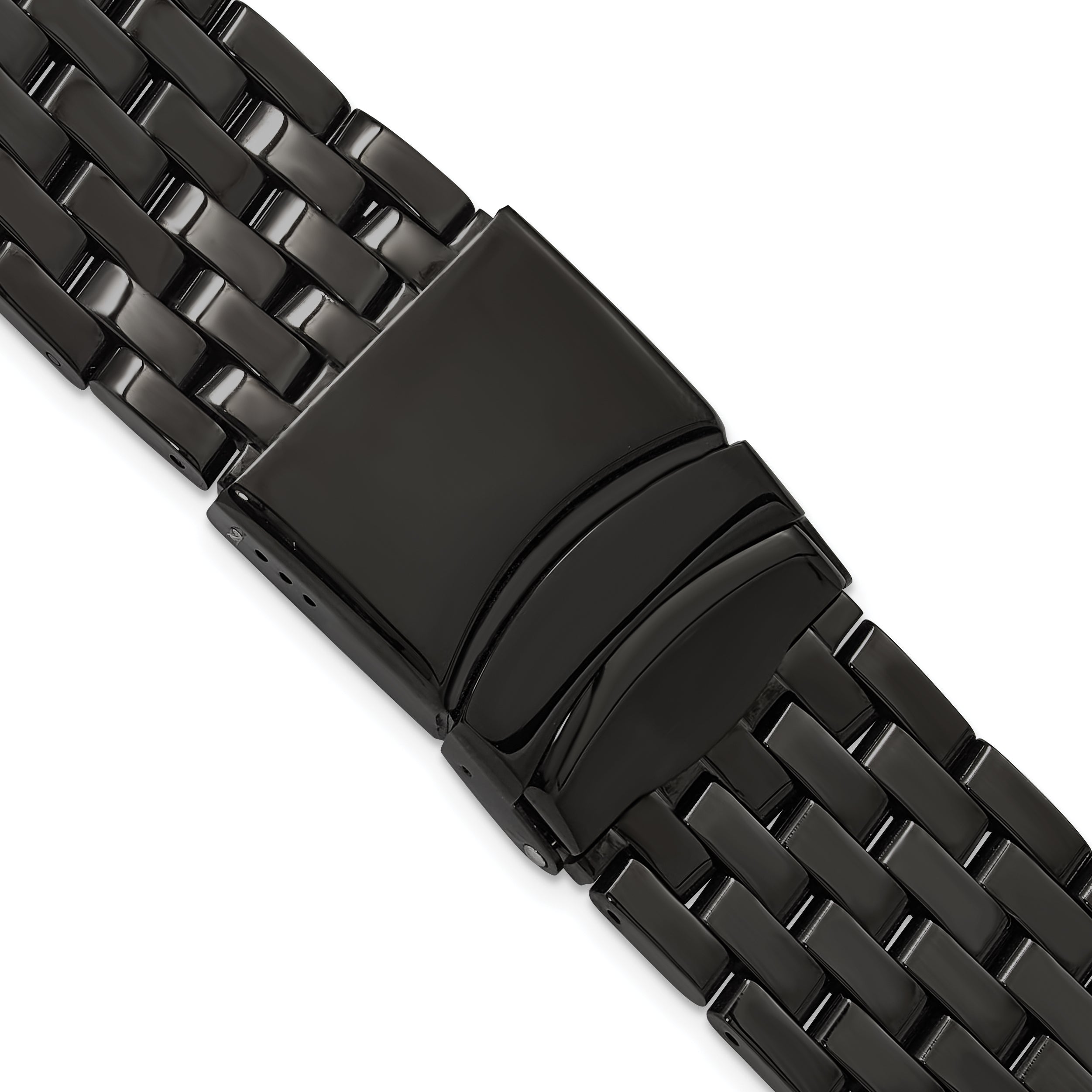 20mm Black PVD-plated Stainless Steel Breitling Navitimer Style Solid Link with Deployment Buckle 7.5 inch Watch Band