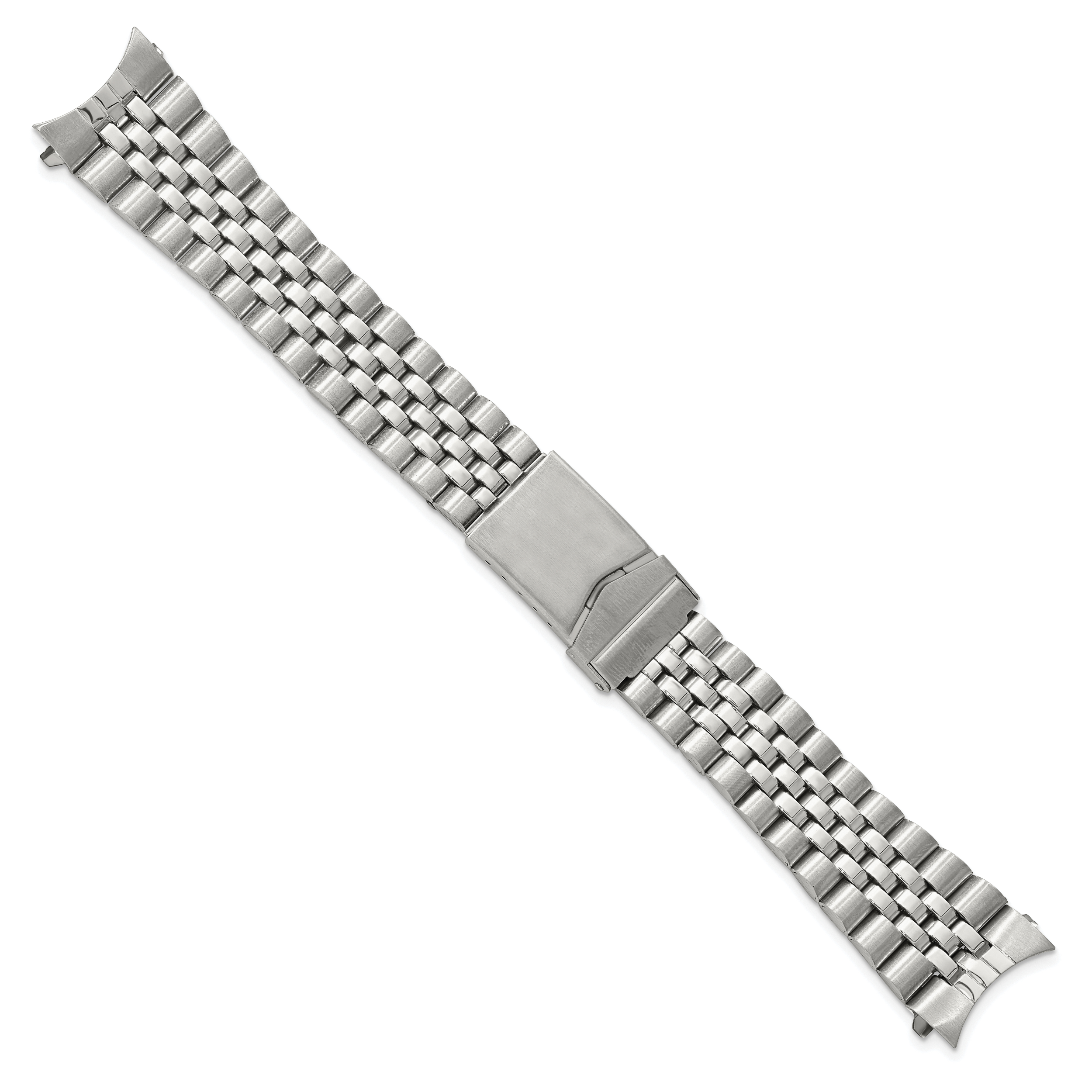 18mm, 20mm and 22mm Stainless Steel Jubilee Style Solid Link with Deployment Buckle 7 inch Watch Band