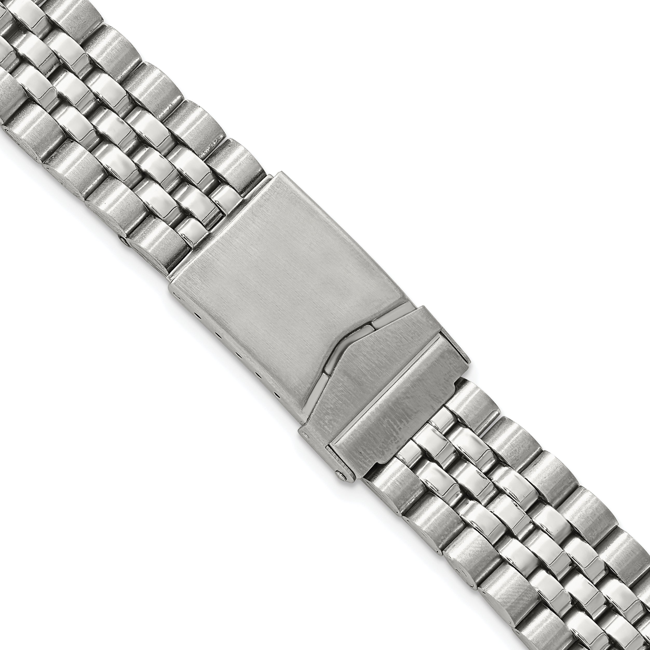 18mm, 20mm and 22mm Stainless Steel Jubilee Style Solid Link with Deployment Buckle 7 inch Watch Band Main image