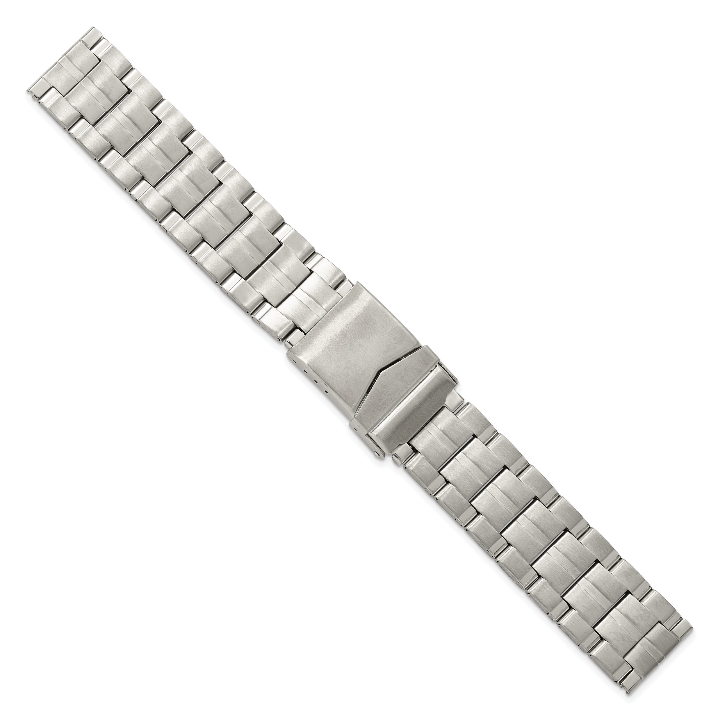 20mm Satin Finish Stainless Steel Folded Link Style with Fold Over Deployment Buckle 7.5 inch Watch Band