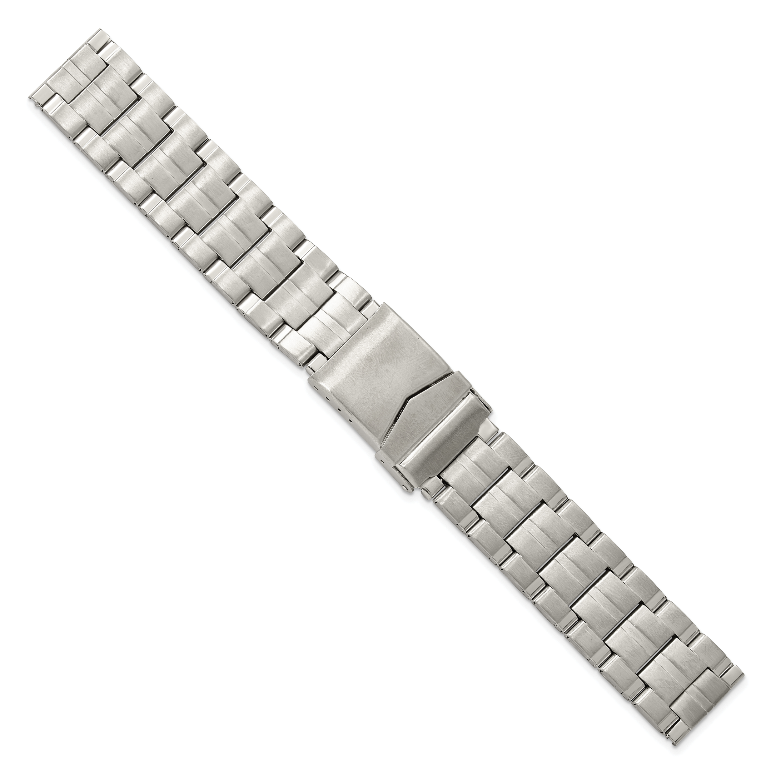20mm Satin Finish Stainless Steel Folded Link Style with Fold Over Deployment Buckle 7.5 inch Watch Band