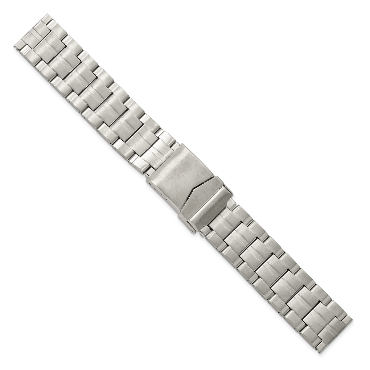 DeBeer 20mm Satin Finish Stainless Steel Folded Link Style with Fold Over Deployment Buckle 7.5 inch Watch Band