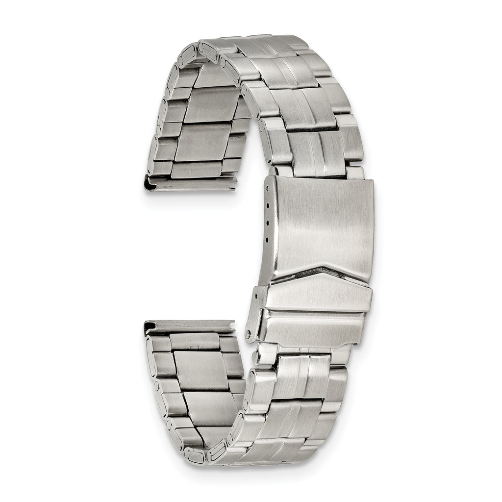 20mm Satin Finish Stainless Steel Folded Link Style with Fold Over Deployment Buckle 7.5 inch Watch Band