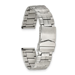 20mm Satin Finish Stainless Steel Folded Link Style with Fold Over Deployment Buckle 7.5 inch Watch Band