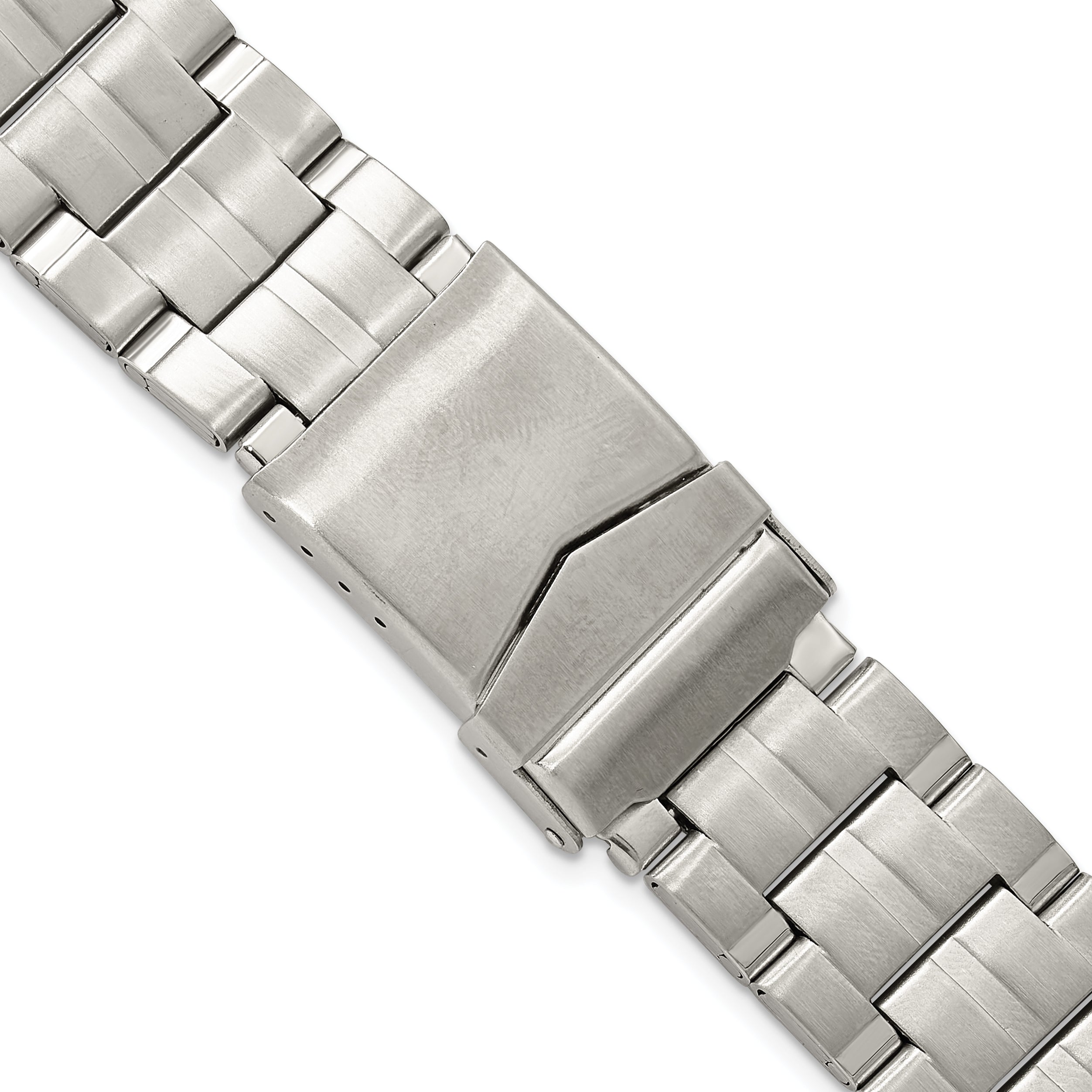 20mm Satin Finish Stainless Steel Folded Link Style with Fold Over Deployment Buckle 7.5 inch Watch Band Main image