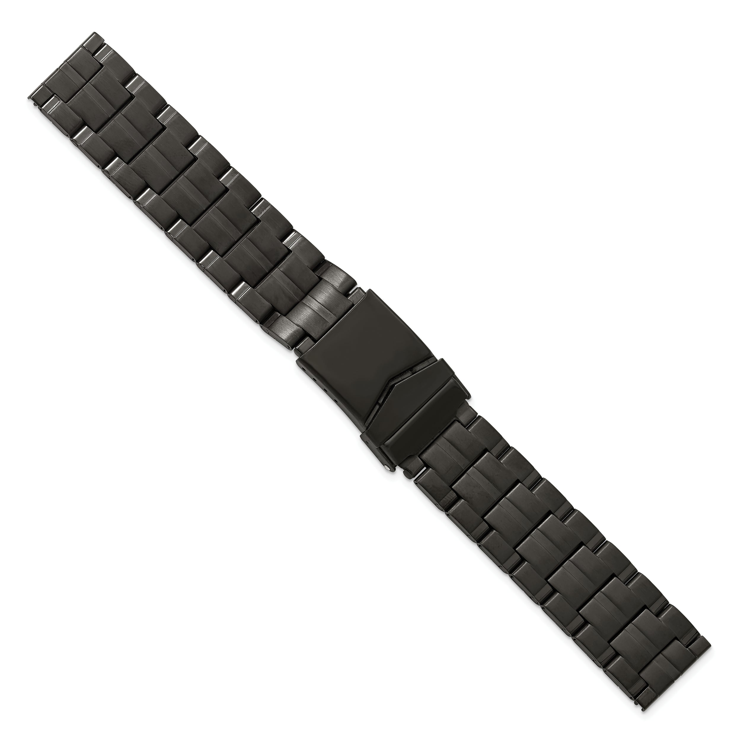 20mm Satin Finish Black PVD-plated Stainless Steel Folded Link Style with Fold Over Deployment Buckle 7.5 inch Watch Band