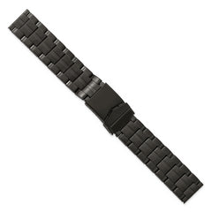 20mm Satin Finish Black PVD-plated Stainless Steel Folded Link Style with Fold Over Deployment Buckle 7.5 inch Watch Band