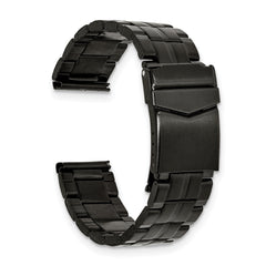20mm Satin Finish Black PVD-plated Stainless Steel Folded Link Style with Fold Over Deployment Buckle 7.5 inch Watch Band