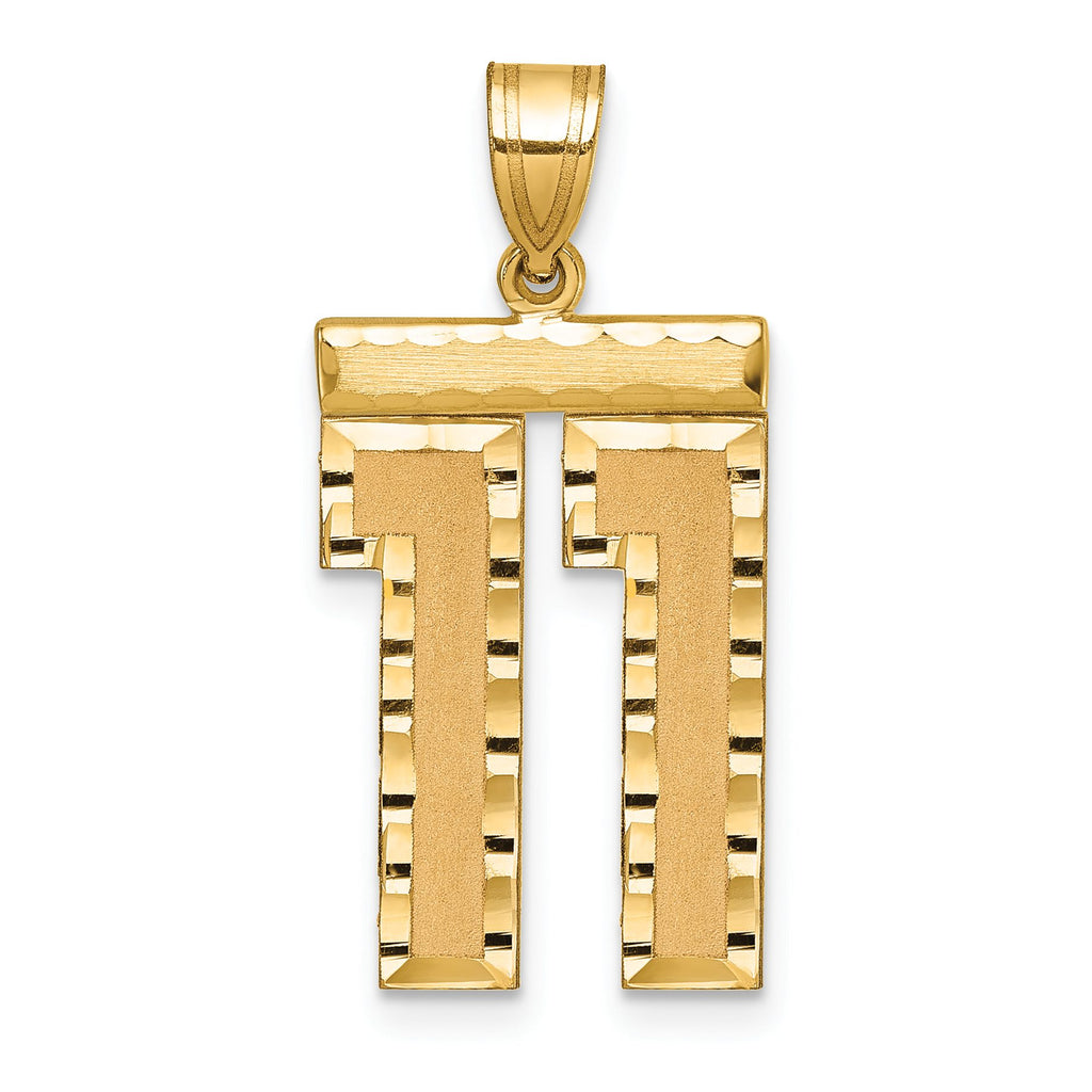 Large Number 11 Charm in 14K Yellow Gold, Diamond-Cut - Sophia Jewelers