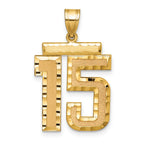 Large Number 15 Charm in 14K Yellow Gold, Brushed & Diamond-Cut - Sophia Jewelers