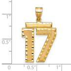 Large Number 17 Charm in 14K Yellow Gold, Diamond-Cut - Sophia Jewelers