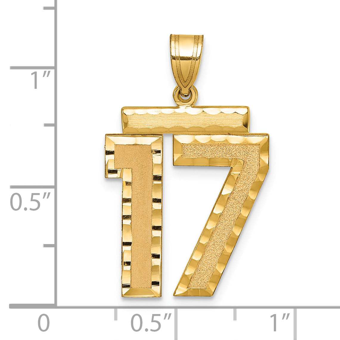 Large Number 17 Charm in 14K Yellow Gold, Diamond-Cut - Sophia Jewelers