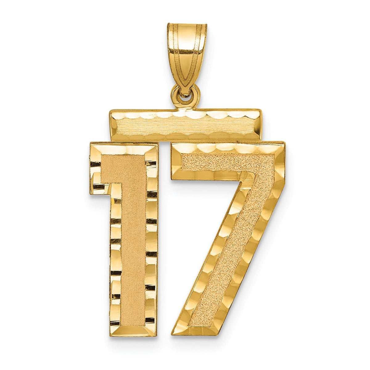 Large Number 17 Charm in 14K Yellow Gold, Diamond-Cut - Sophia Jewelers
