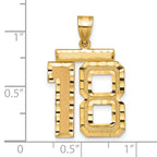 Large Number 18 Charm in 14K Yellow Gold, Diamond-Cut - Sophia Jewelers