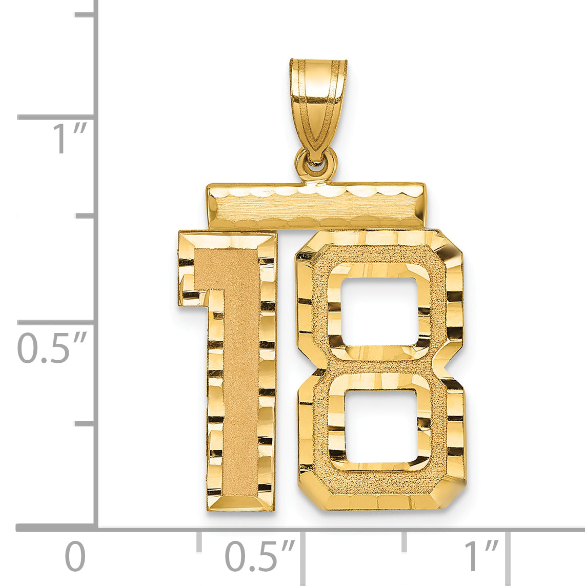 Large Number 18 Charm in 14K Yellow Gold, Diamond-Cut - Sophia Jewelers