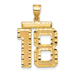 Large Number 18 Charm in 14K Yellow Gold, Diamond-Cut - Sophia Jewelers