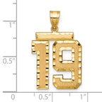 Large Number 19 Charm in 14K Yellow Gold, Brushed & Diamond-Cut - Sophia Jewelers