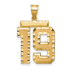 Large Number 19 Charm in 14K Yellow Gold, Brushed & Diamond-Cut - Sophia Jewelers
