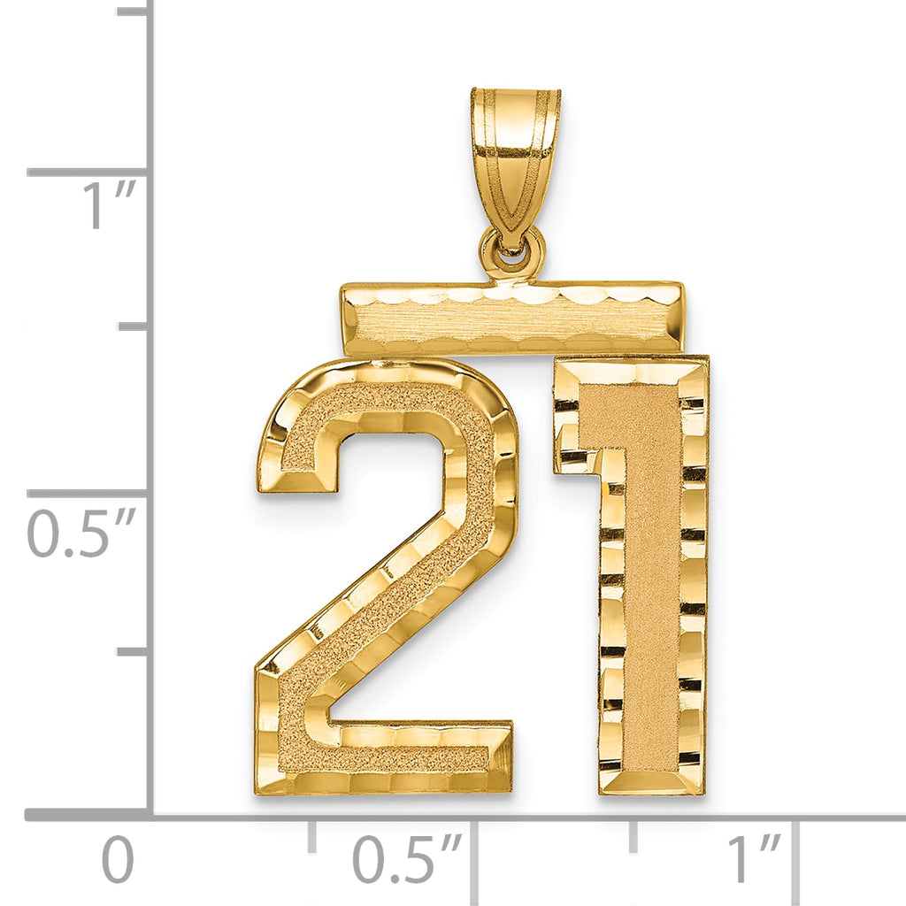 Large Number 21 Charm in 14K Yellow Gold, Diamond-Cut - Sophia Jewelers