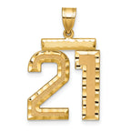 Large Number 21 Charm in 14K Yellow Gold, Diamond-Cut - Sophia Jewelers