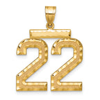 14k Large Brushed Diamond-cut Number 22 Charm