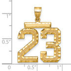 Large Number 23 Charm in 14K Yellow Gold, Diamond-Cut - Sophia Jewelers
