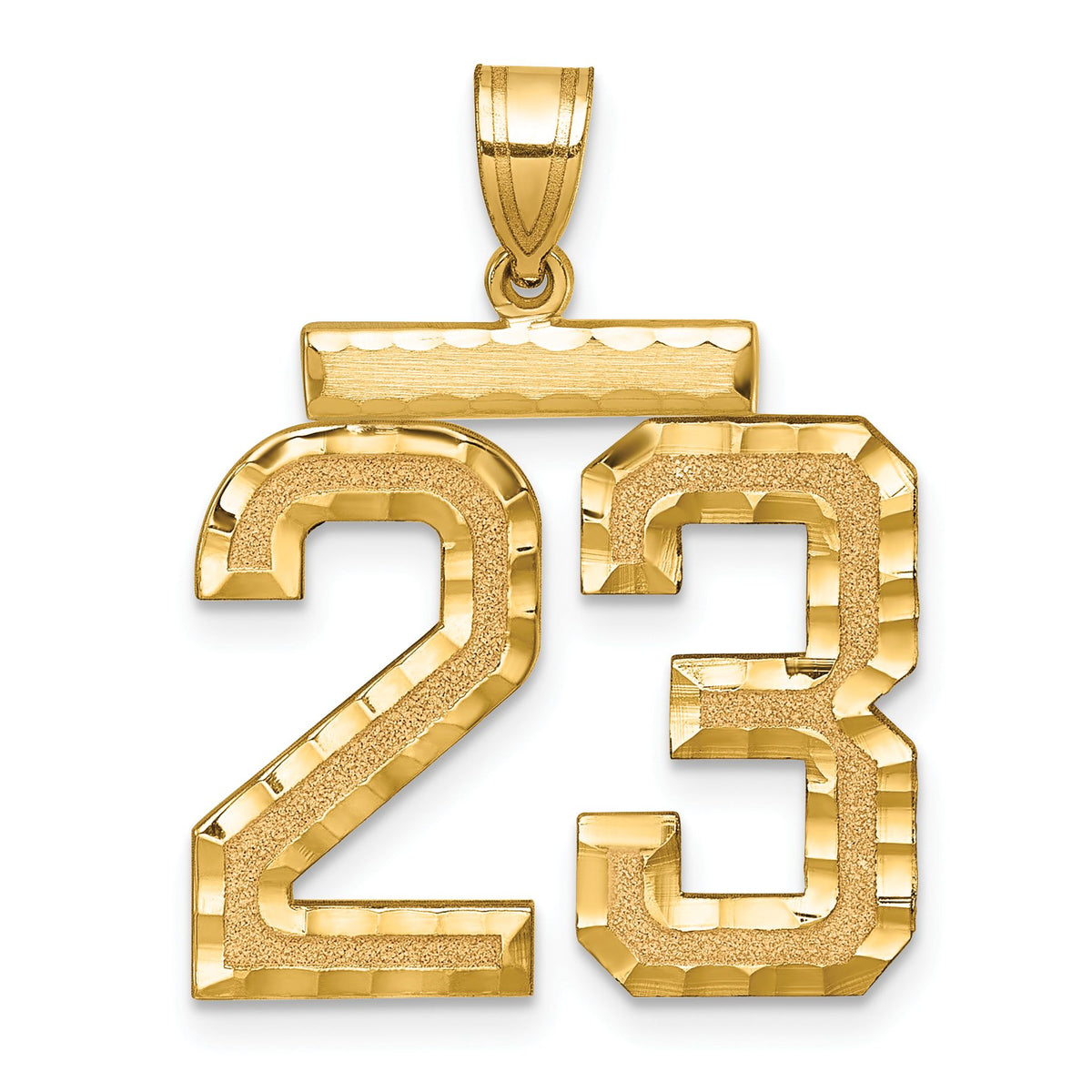Large Number 23 Charm in 14K Yellow Gold, Diamond-Cut - Sophia Jewelers