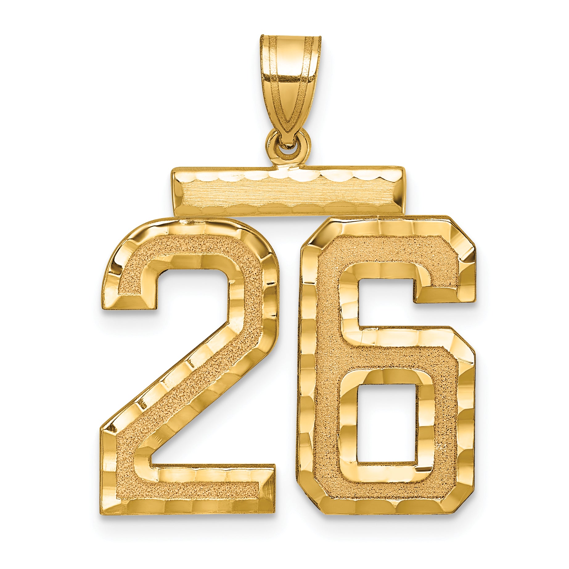 14K Gold Large Diamond-Cut Number 26 Charm with Brushed Finish Secondary image