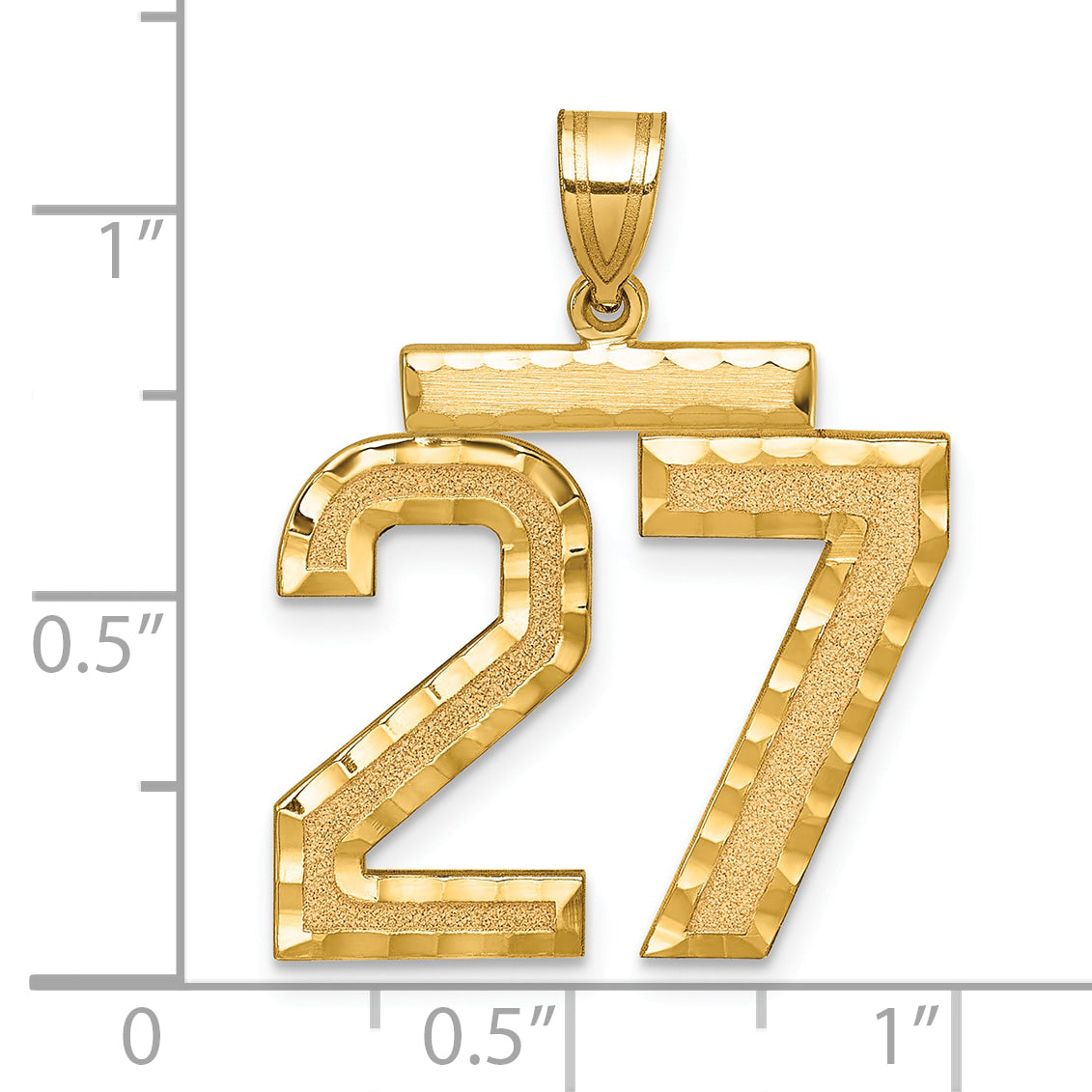 Number 27 Charm in 14K Yellow Gold, Diamond-Cut - Sophia Jewelers