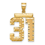 Large Number 31 Charm in 14K Yellow Gold, Brushed & Diamond-Cut - Sophia Jewelers