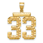 Large Number 33 Charm in 14K Yellow Gold, Diamond-Cut - Sophia Jewelers
