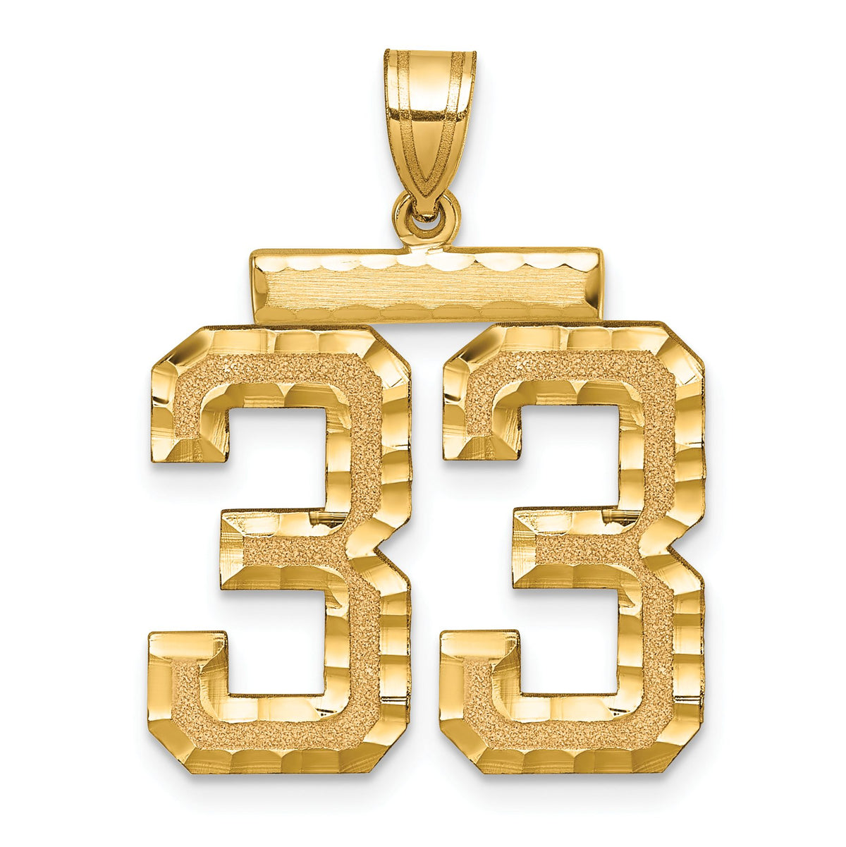 Large Number 33 Charm in 14K Yellow Gold, Diamond-Cut - Sophia Jewelers