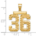 Large Number 36 Charm in 14K Yellow Gold, Brushed & Diamond-Cut - Sophia Jewelers