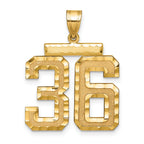 Large Number 36 Charm in 14K Yellow Gold, Brushed & Diamond-Cut - Sophia Jewelers