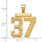 Large Number 37 Charm in 14K Yellow Gold, Brushed & Diamond-Cut - Sophia Jewelers