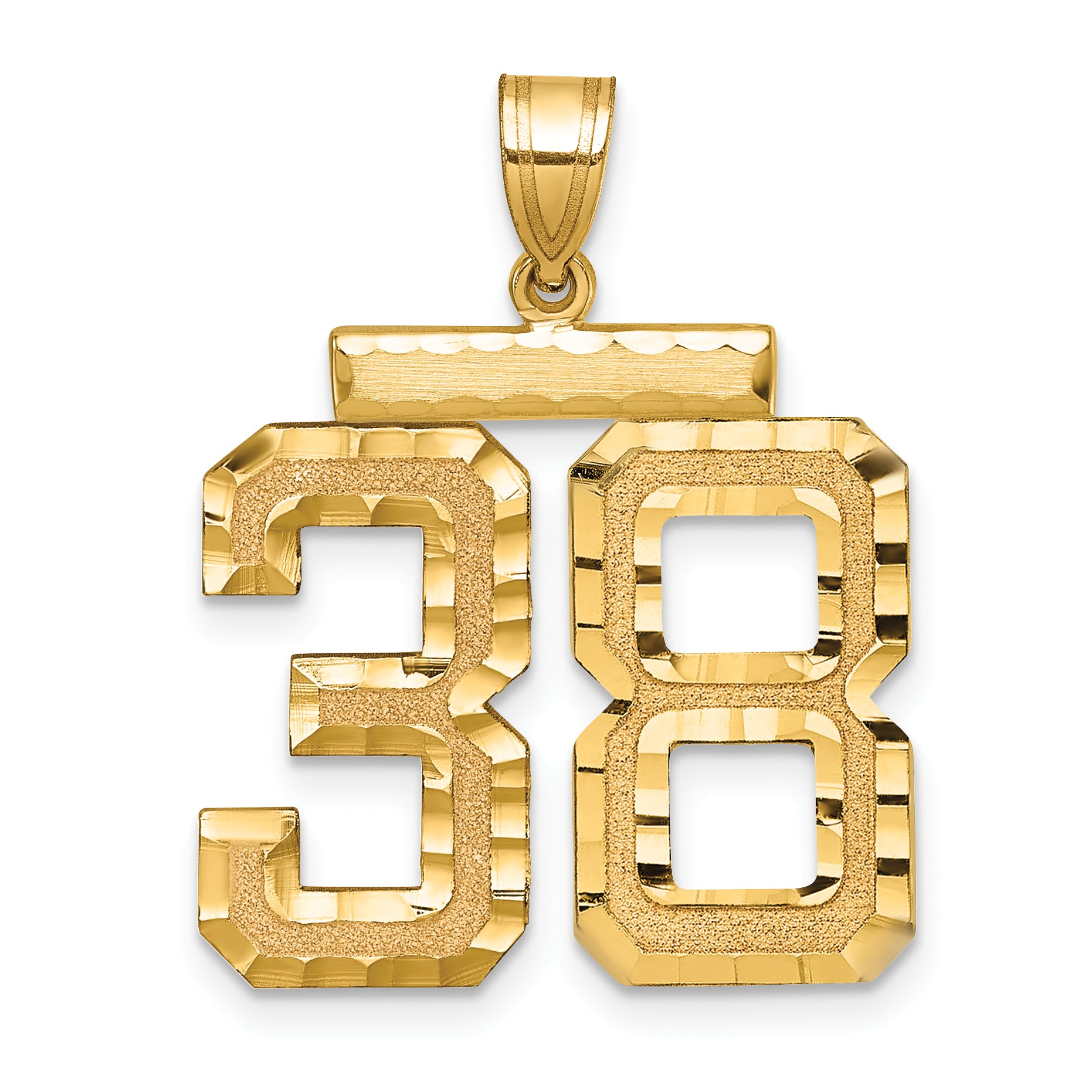 14K Gold Large Diamond-Cut Number 38 Charm with Brushed Finish Secondary image