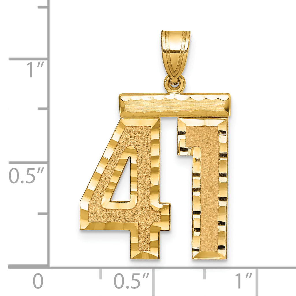 14k Large Brushed Diamond-cut Number 41 Charm