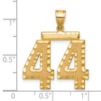 Large Number 44 Charm in 14K Yellow Gold, Brushed & Diamond-Cut - Sophia Jewelers