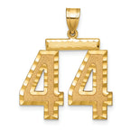 Large Number 44 Charm in 14K Yellow Gold, Brushed & Diamond-Cut - Sophia Jewelers