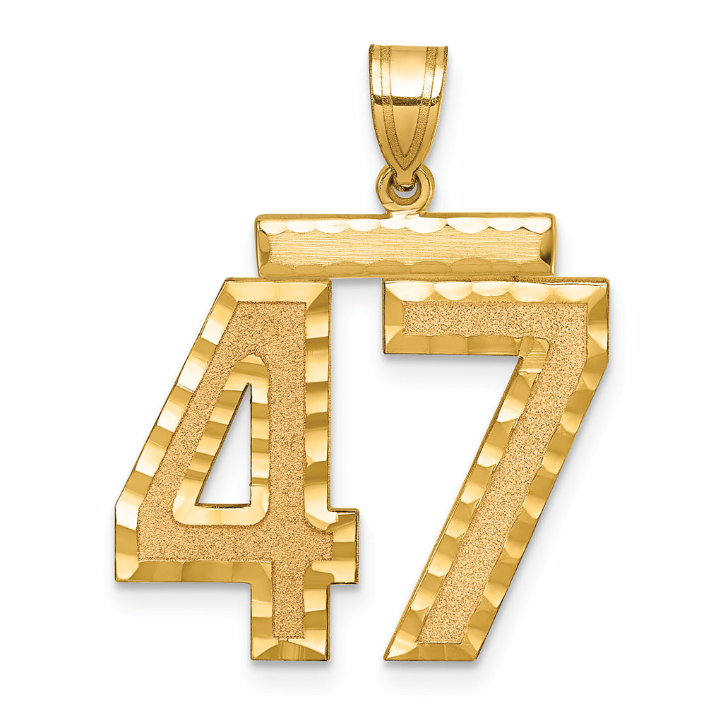 14k Large Brushed Diamond-cut Number 47 Charm