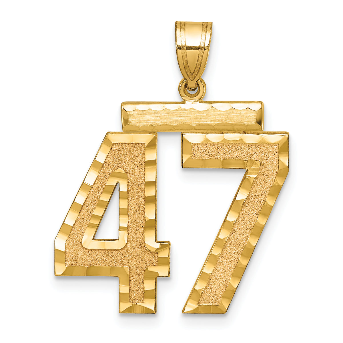 14k Large Brushed Diamond-cut Number 47 Charm