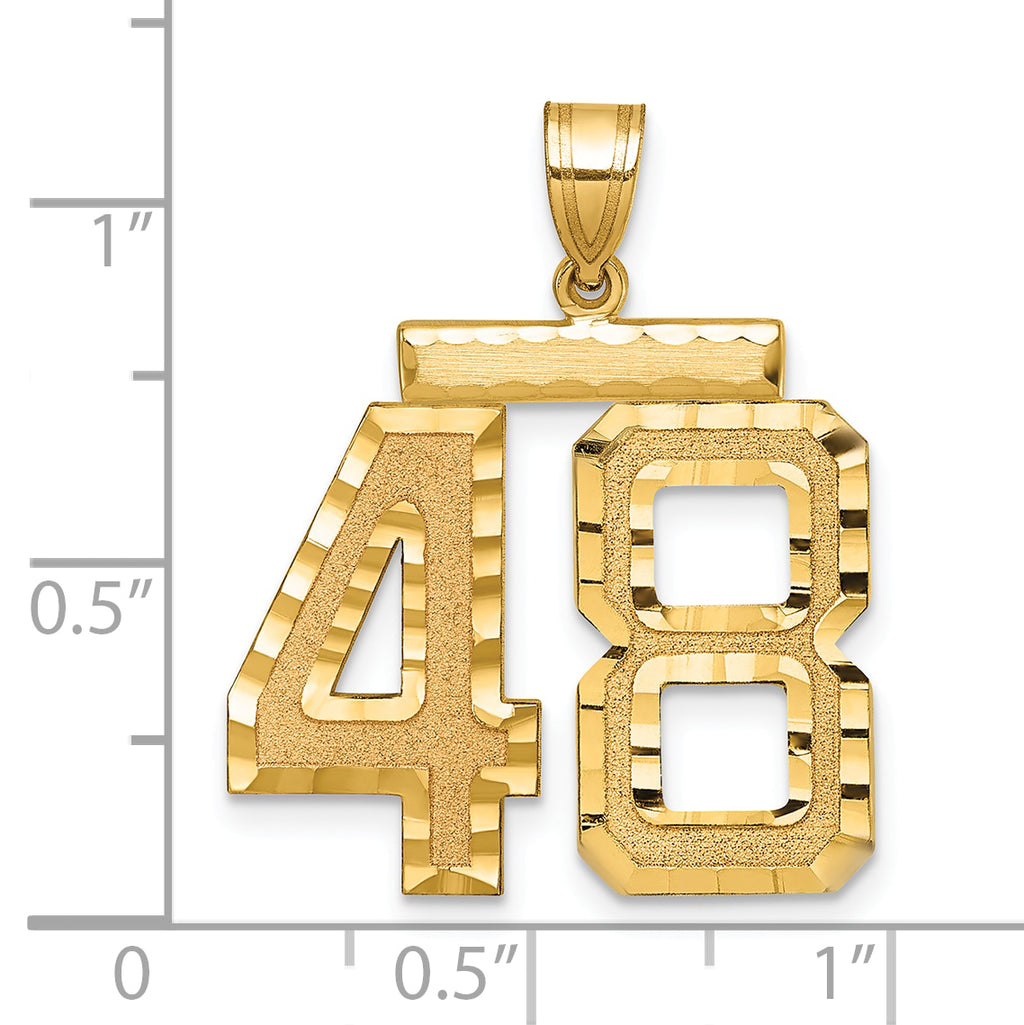 Large Number 48 Charm in 14K Yellow Gold, Brushed & Diamond-Cut - Sophia Jewelers