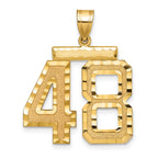 Large Number 48 Charm in 14K Yellow Gold, Brushed & Diamond-Cut - Sophia Jewelers